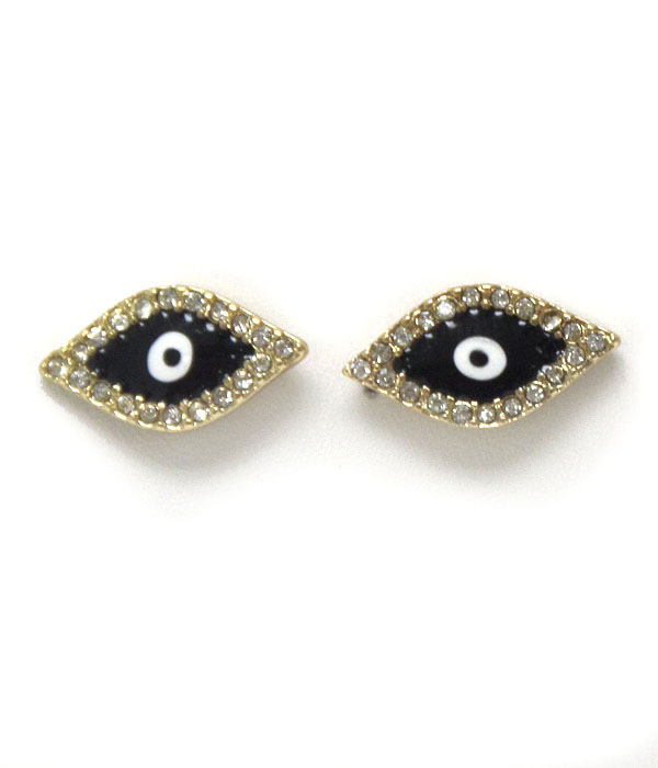 Premier electro plating crystal and epoxy evil eye earring