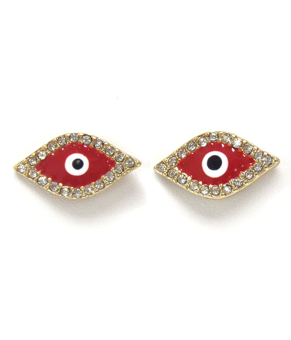 Premier electro plating crystal and epoxy evil eye earring