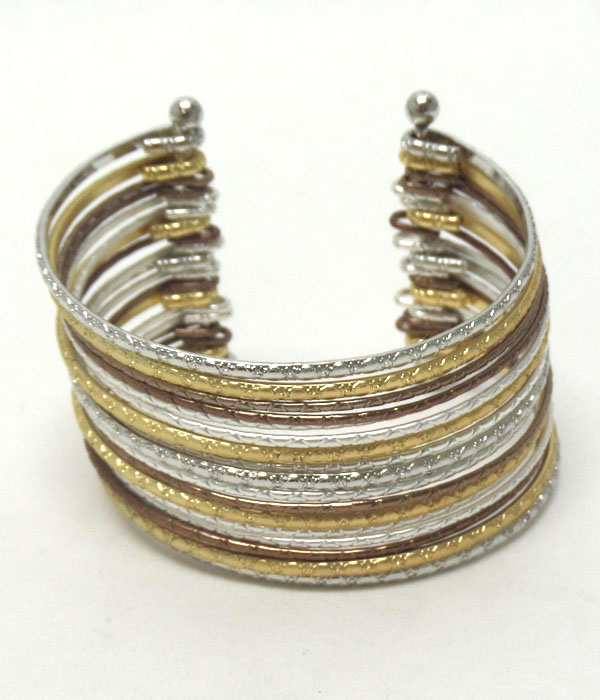 Multi row metal cuff bangle