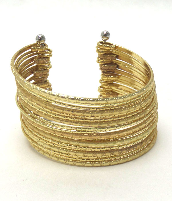 Multi row metal cuff bangle