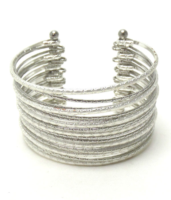 Multi row metal cuff bangle