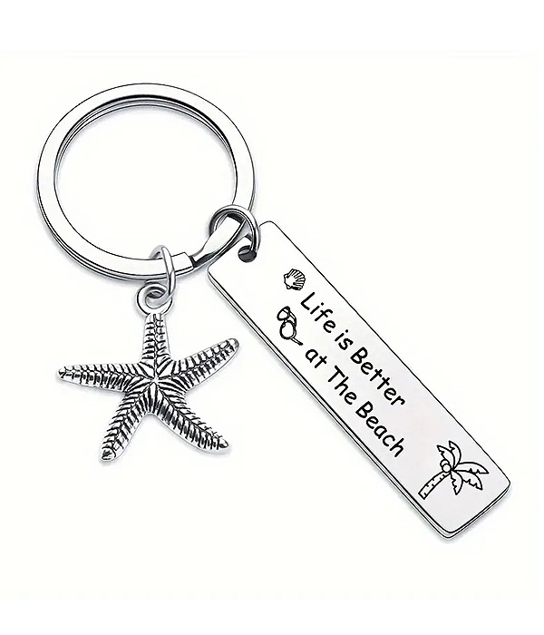 Sealife theme starfish keychain - life is better at the beach