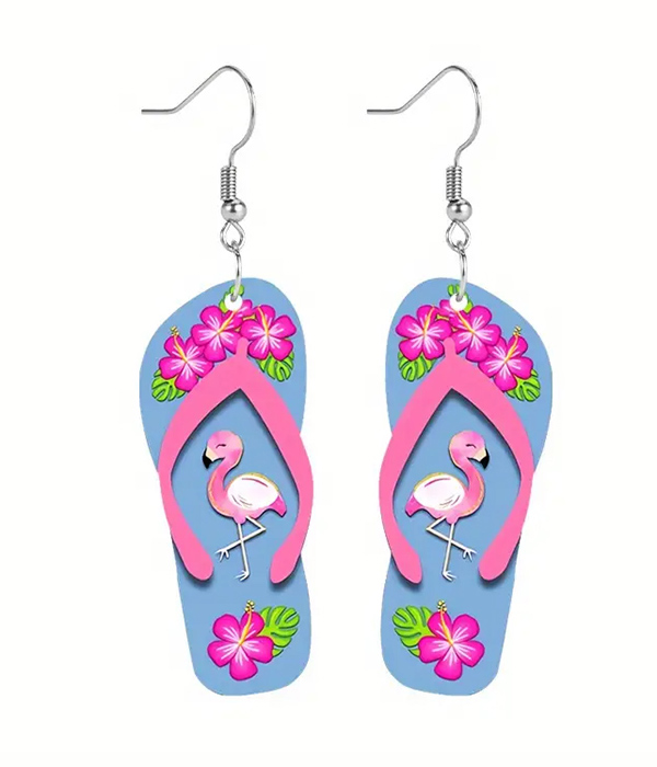 Tropical bird theme flipflop earring - flamingo