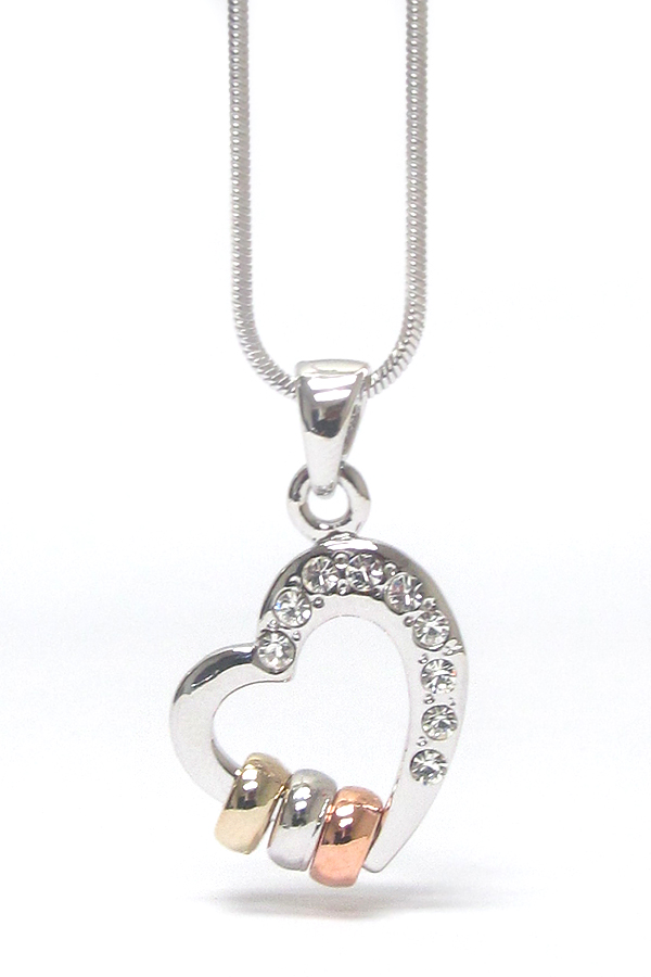 WHITEGOLD PLATING CRYSTAL HEART PENDANT NECKLACE -valentine