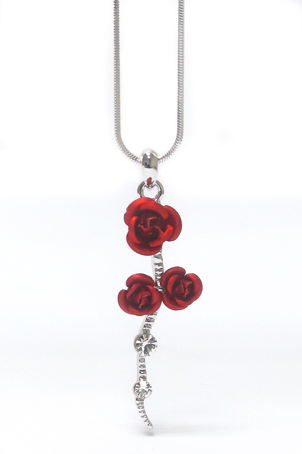 WHITEGOLD PLATING ROSE NECKLACE -valentine