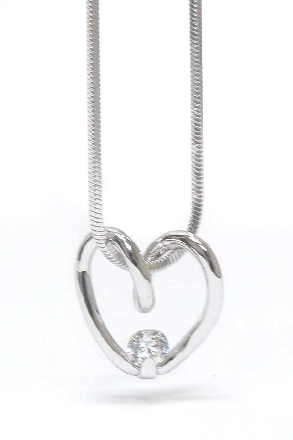 WHITEGOLD PLATING DESIGNER STYLE CRYSTAL BALL AND HEART NECKLACE
