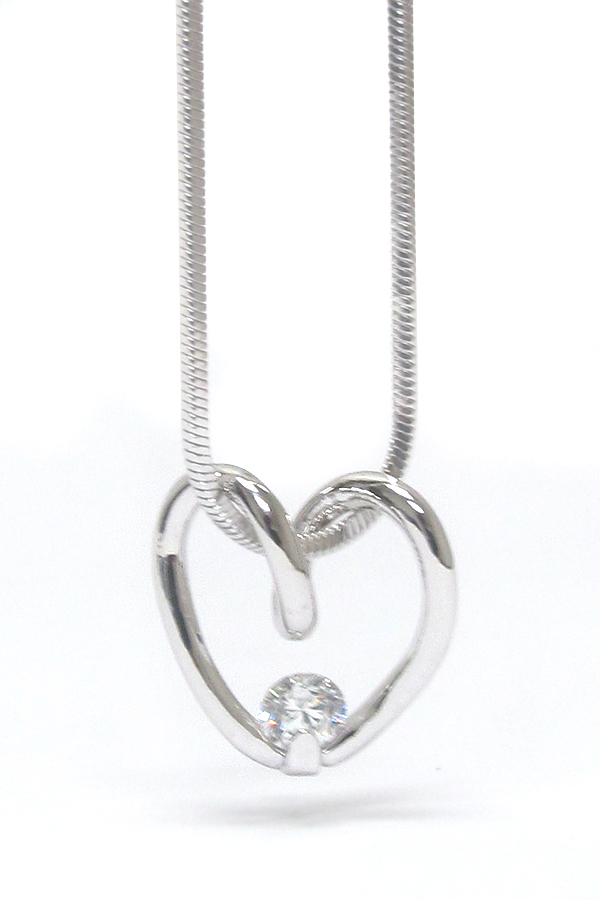 Made in korea whitegold plating designer style crystal ball and heart necklace