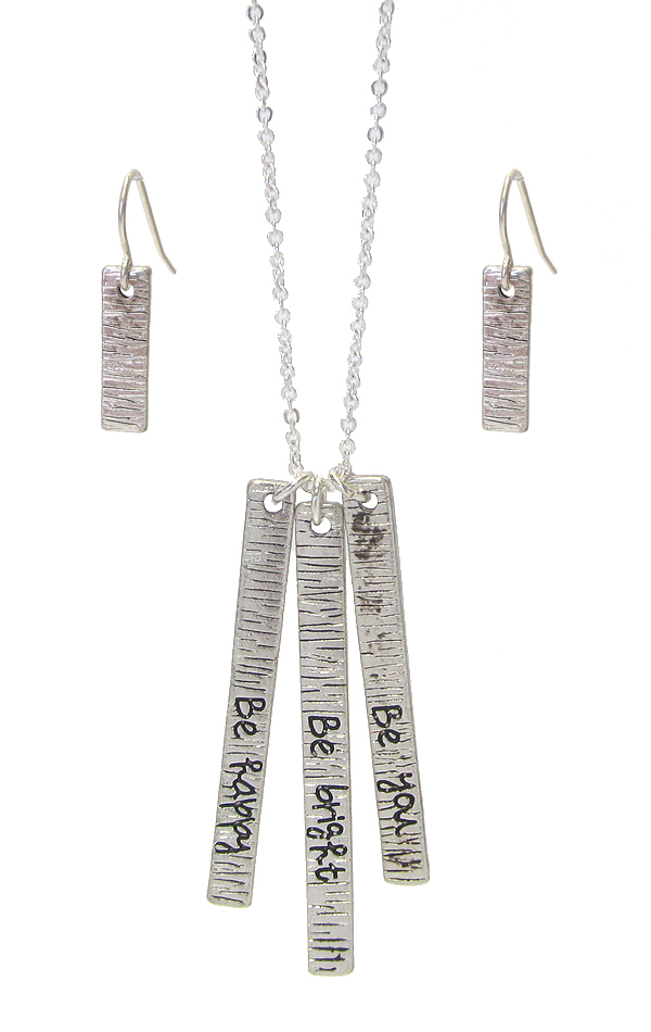 INSPIRATION TRIPLE BAR PENDANT NECKLACE SET - BE HAPPY BE BRIGHT BE YOU