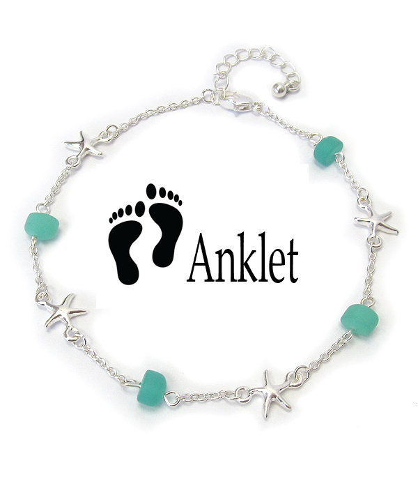 SEA GLASS AND STARFISH ANKLET