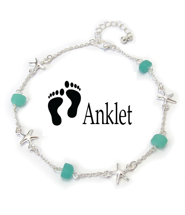 Sea glass and starfish anklet
