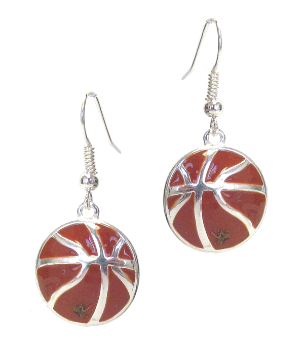 Sport theme epoxy earring - basketball