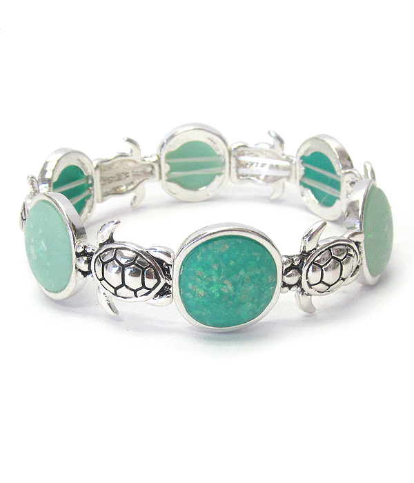 SEALIFE THEME OPAL STRETCH BRACELET - TURTLE