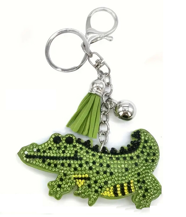 Crocodile leather keychain