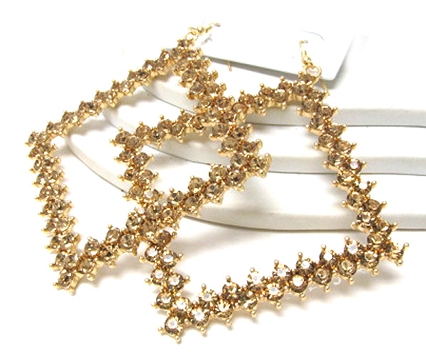 Multi crystal extra large metal square drop earring