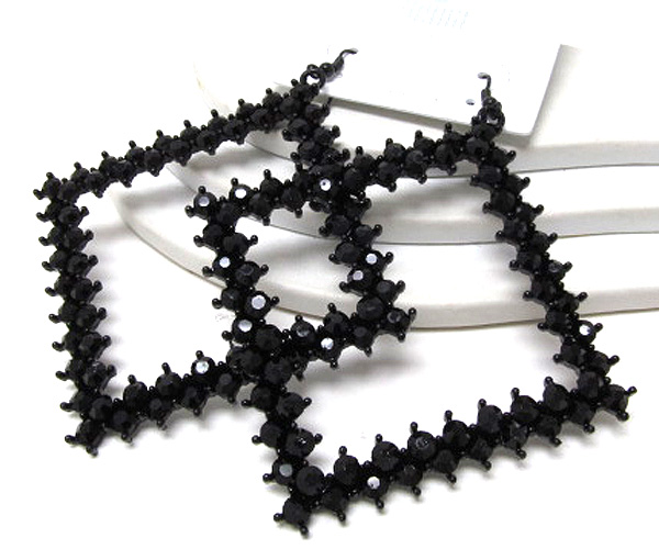 Multi crystal extra large metal square drop earring 