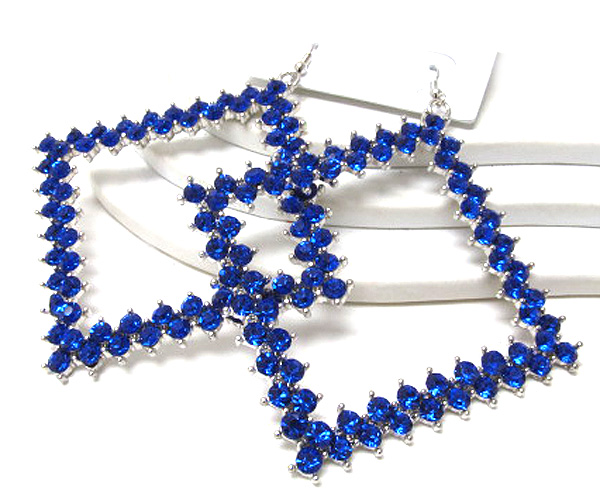 Multi crystal extra large metal square drop earring