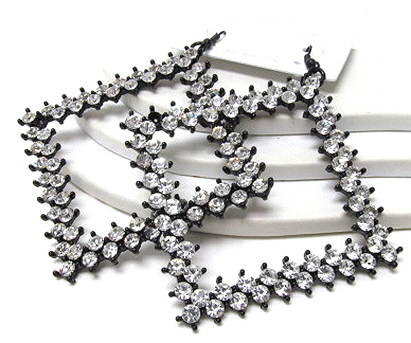 Multi crystal extra large metal square drop earring 