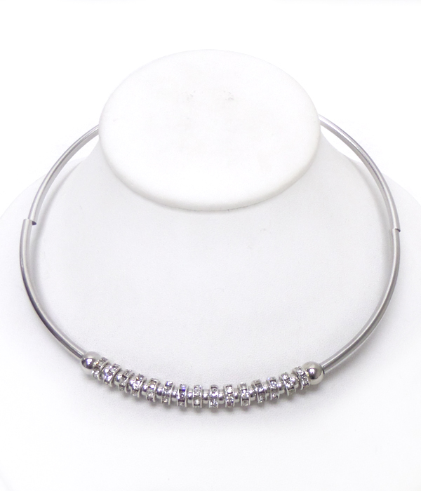 Beads tube rondelle collar necklace