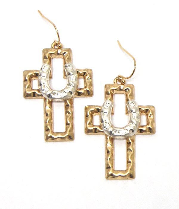 Handmade horse show and cross earring