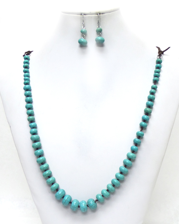 Single layer multi size turquoise stones necklace set 