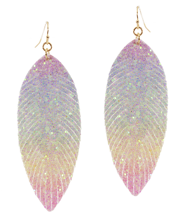 Faux leather glittering fringe earring