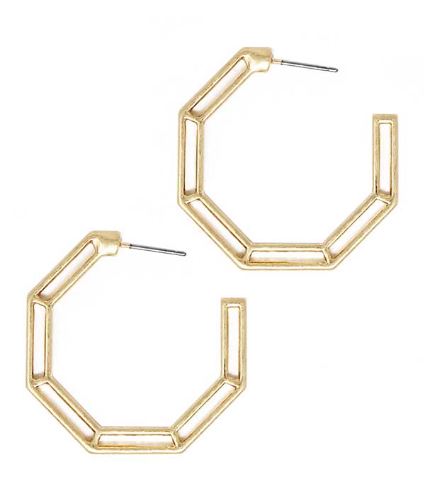 METAL OCTA HOOP EARRING