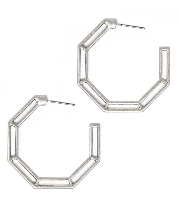 METAL OCTA HOOP EARRING