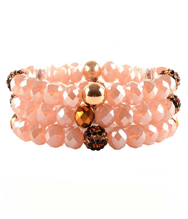 MULTI FACET STONE 3 STRETCH BRACELET SET