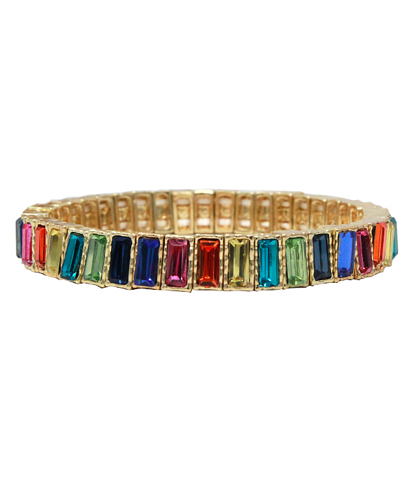 Multi baguette stone stretch bracelet