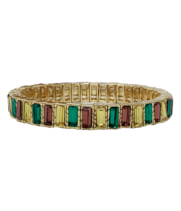 Multi baguette stone stretch bracelet