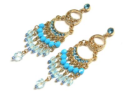 Crystal and multi beads drop earring