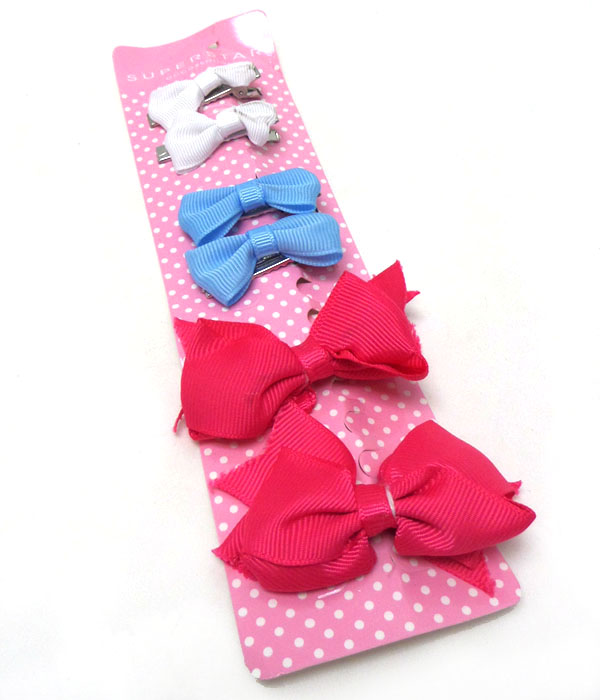 Plain hair bows 3 pairs 
