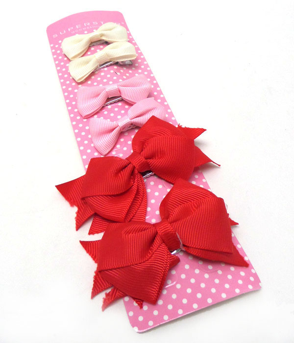 Plain hair bows 3 pairs 