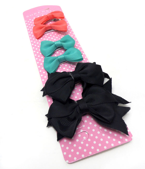 Plain hair bows 3 pairs 