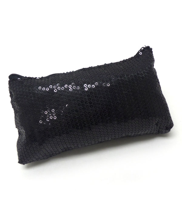 Zipper sequin make up bag