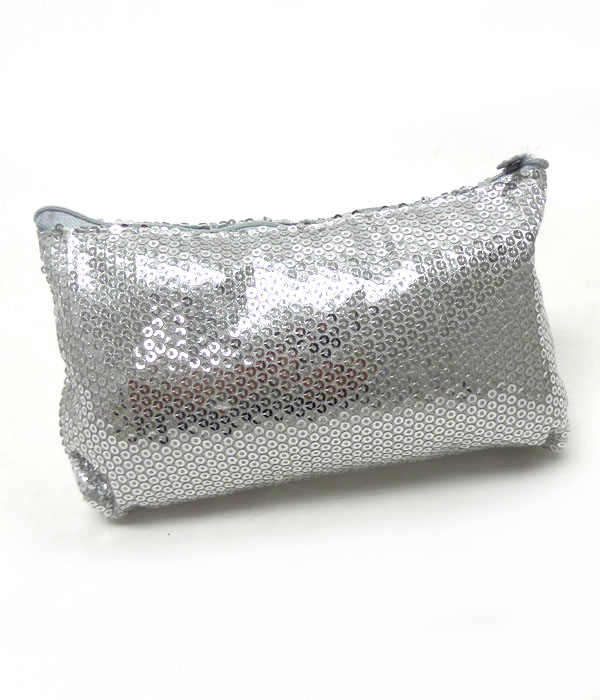Zipper sequin make up bag