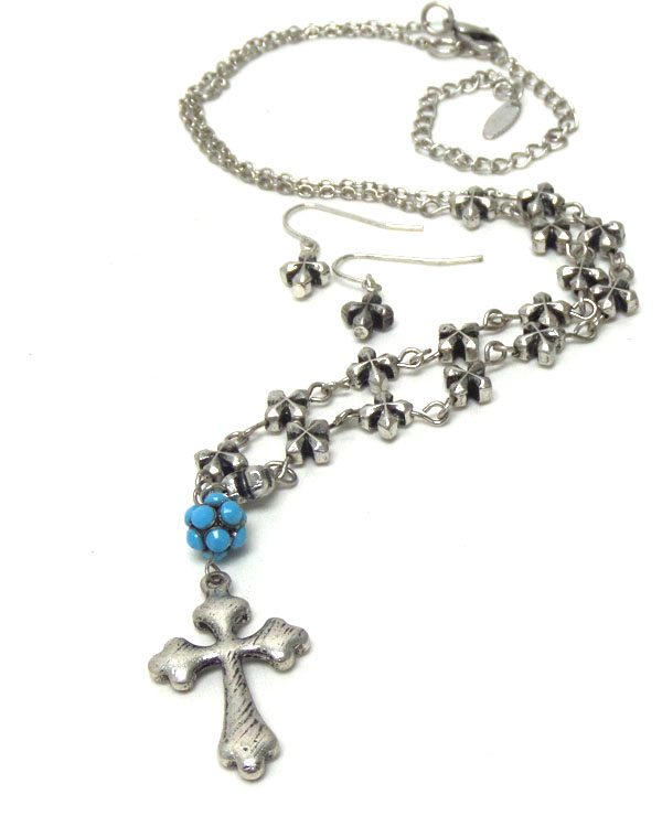 Cross charm necklace set