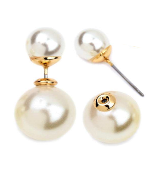 Double sided front and back pearl earring
