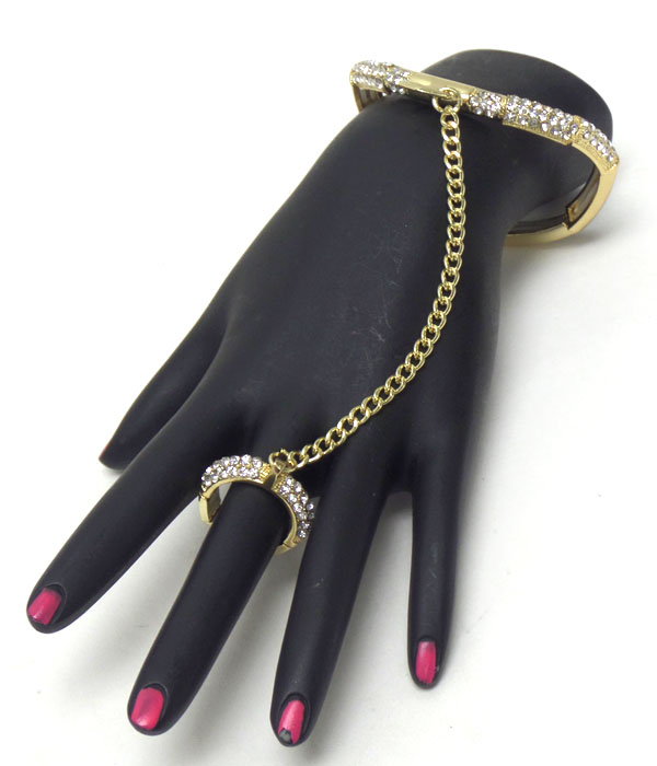 Crystals and chain link bracelet and ring set