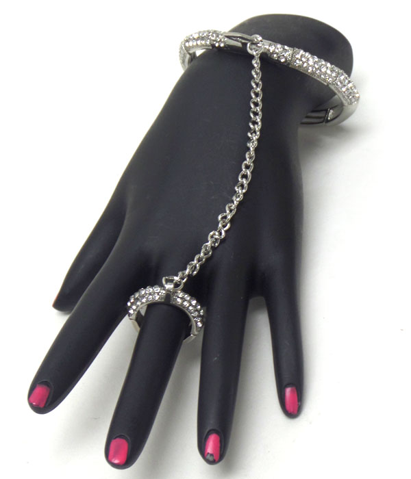 Crystals and chain link bracelet and ring set