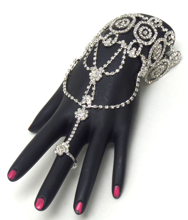 Crystal pattern bracelet and ring set