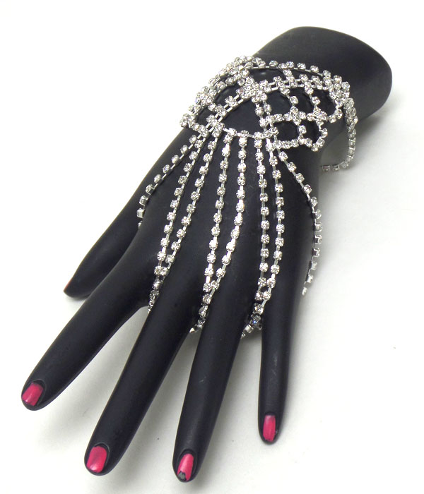 Crstal four finger bracelet and ring set