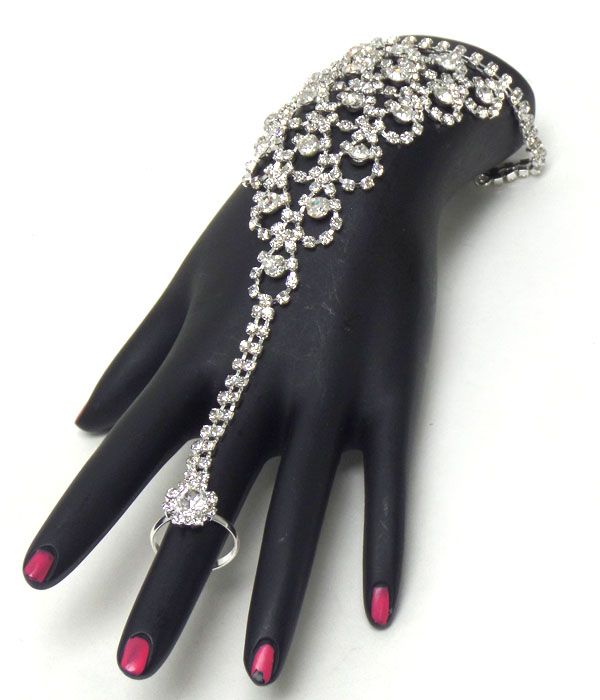 Crystal pattern bracelet and ring set