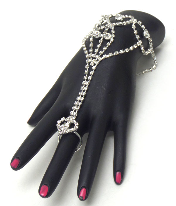 Heart crystal bracelet and ring set