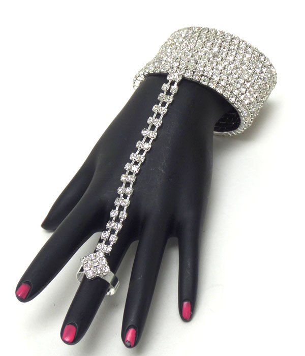 Wrap around crystal bracelet and ring set