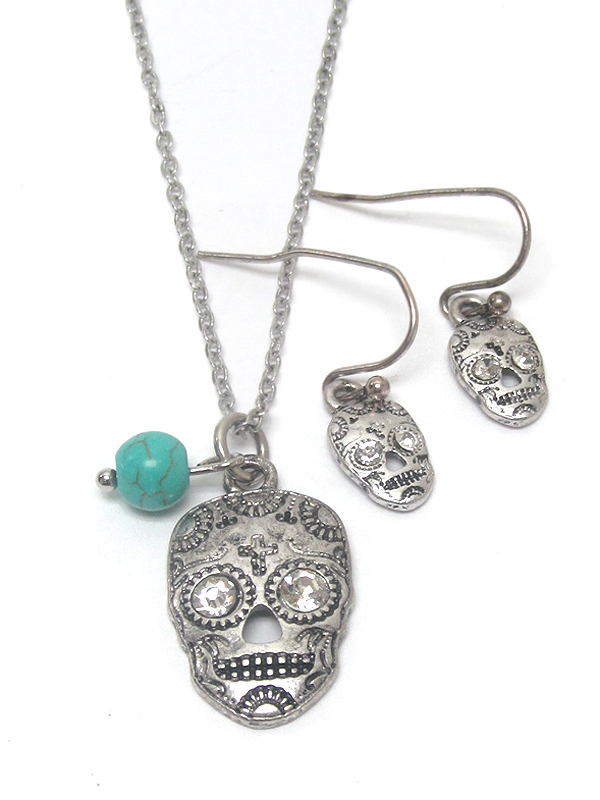 Southern country style sugar skull necklace set