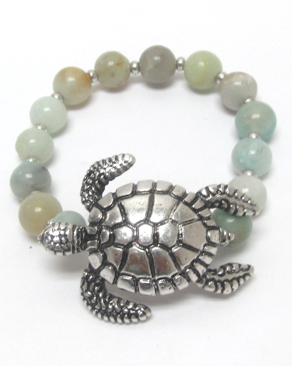Stone sea turtle bracelet