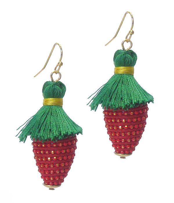 THREAD AND CRYSTAL STRAWBERRY EARRING