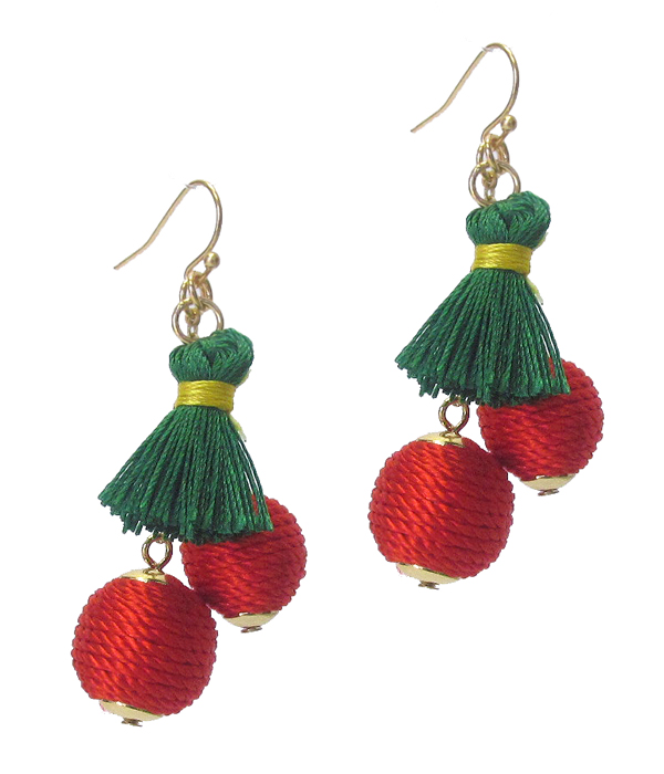 DOUBLE THREAD BALL CHERRY EARRING