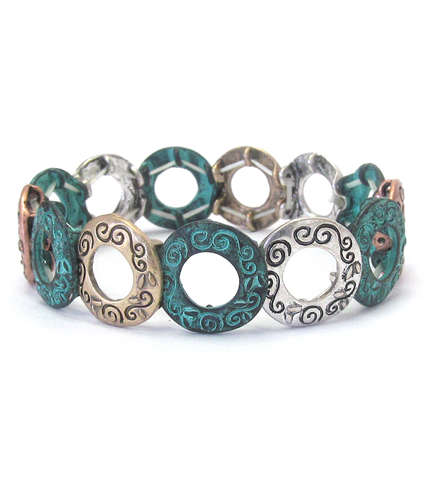 Vintage metal donut stretch bracelet